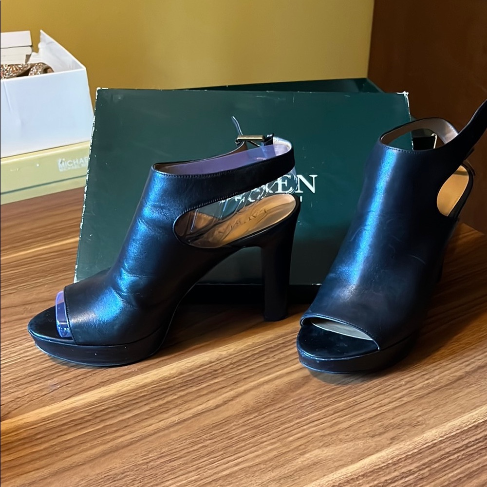 Ralph Lauren Black Peep-Toe Heels